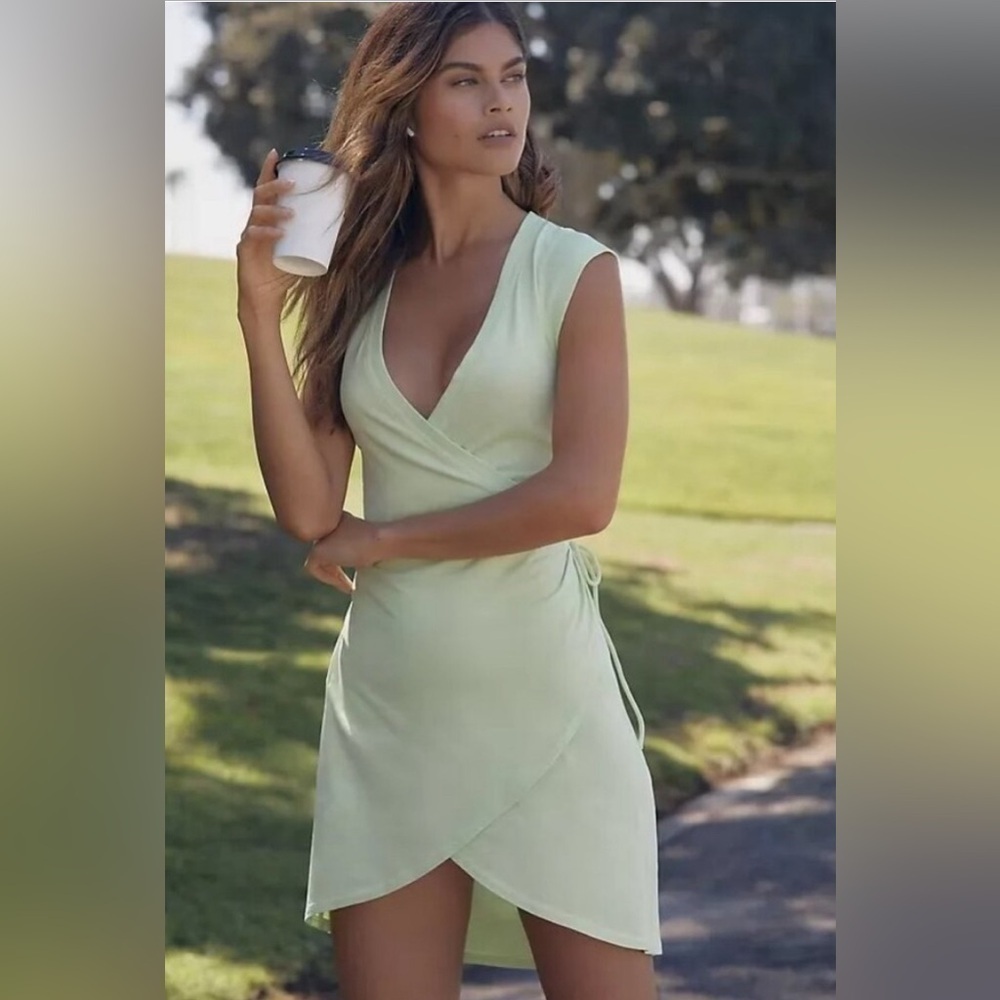 Anthropologie women’s mini dress Daily Practice V-Neck cotton NWT summer vacay - Picture 2 of 16